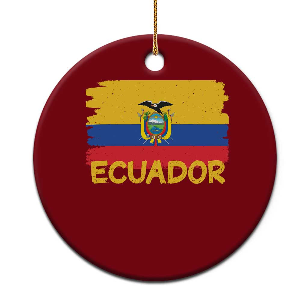 Ecuadorian Heritage Brushstroke Ecuador Flag Graphic Ceramic Ornament TS11 1pc Red Print Your Wear