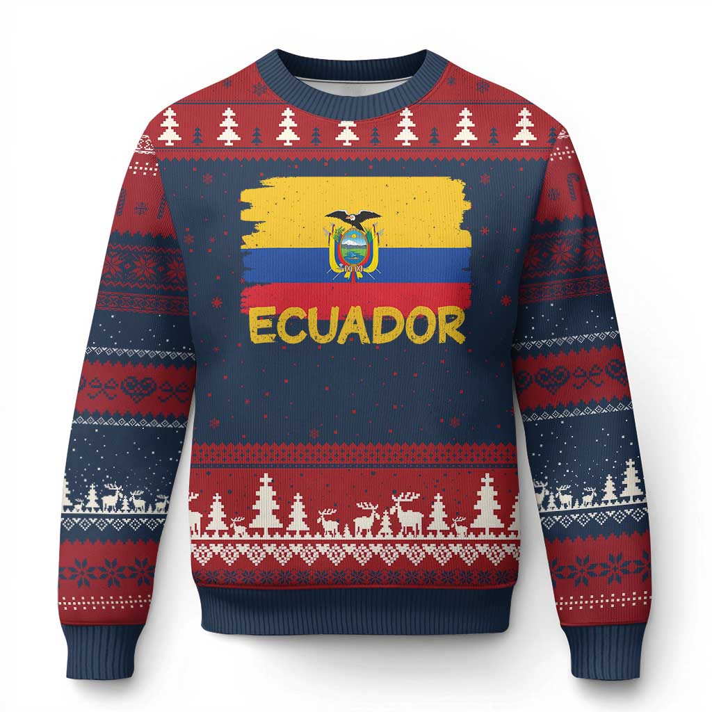 Ecuadorian Heritage Brushstroke Ecuador Flag Graphic Ugly Christmas Sweater