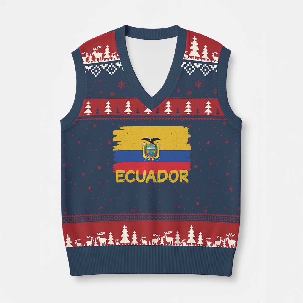 Ecuadorian Heritage Brushstroke Ecuador Flag Graphic V-Neck Knit Sweater Vest