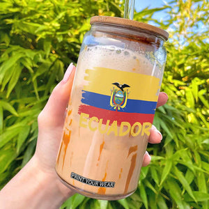 Ecuadorian Heritage Brushstroke Ecuador Flag Graphic Glass Can