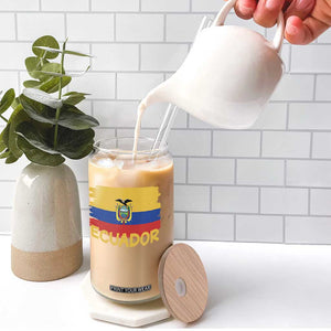 Ecuadorian Heritage Brushstroke Ecuador Flag Graphic Glass Can