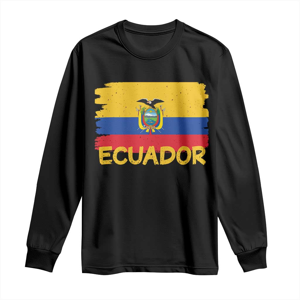 Ecuadorian Heritage Brushstroke Ecuador Flag Graphic Long Sleeve Shirt