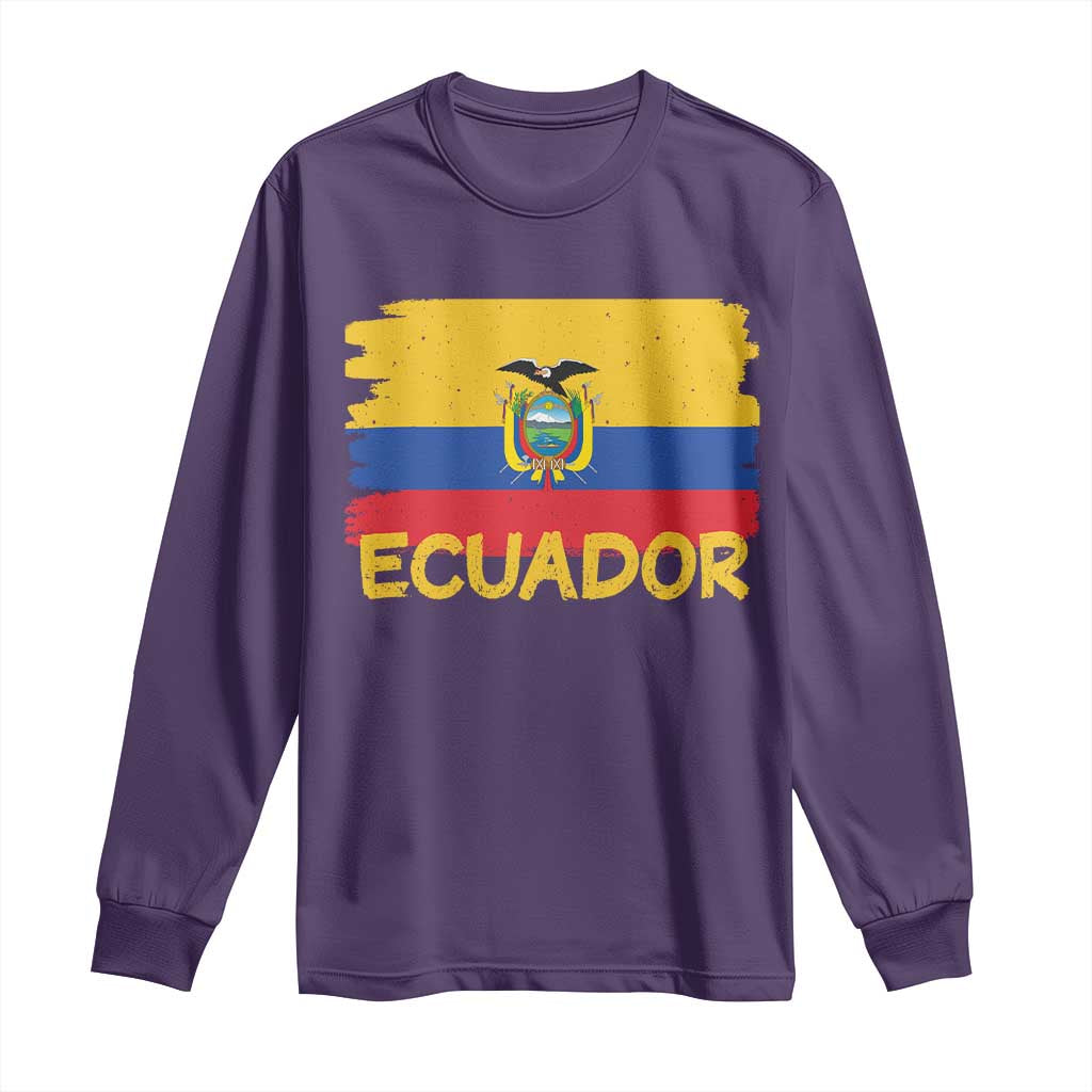 Ecuadorian Heritage Brushstroke Ecuador Flag Graphic Long Sleeve Shirt