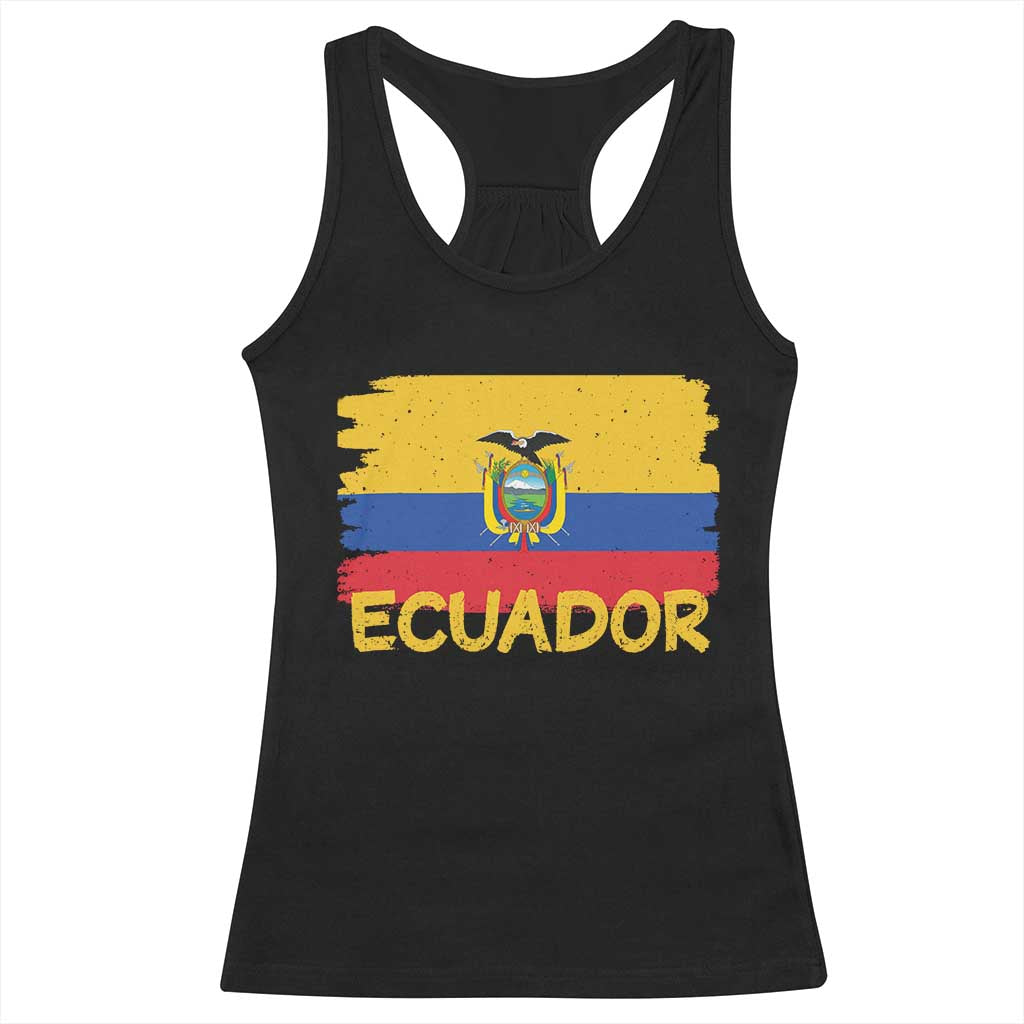 Ecuadorian Heritage Brushstroke Ecuador Flag Graphic Racerback Tank Top