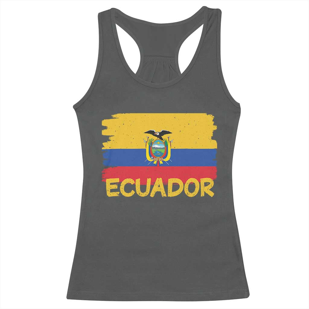 Ecuadorian Heritage Brushstroke Ecuador Flag Graphic Racerback Tank Top