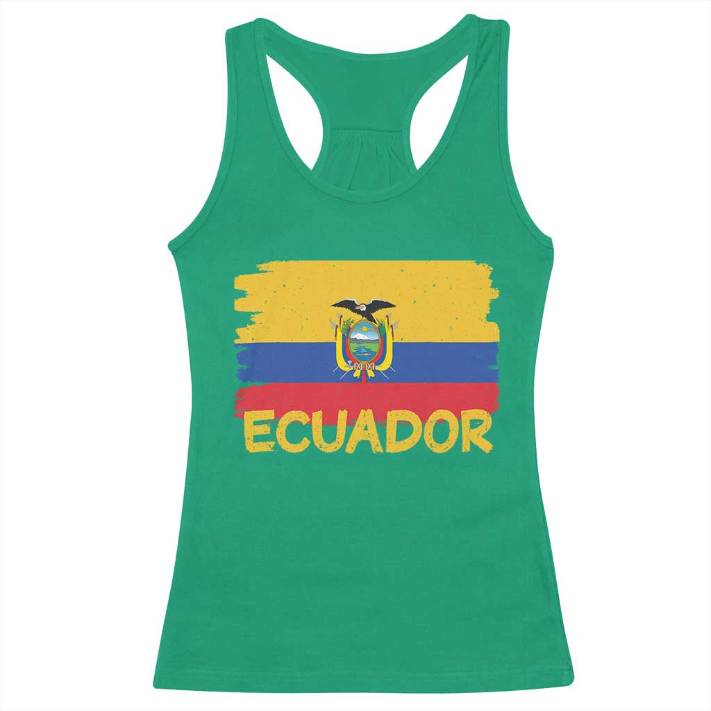 Ecuadorian Heritage Brushstroke Ecuador Flag Graphic Racerback Tank Top