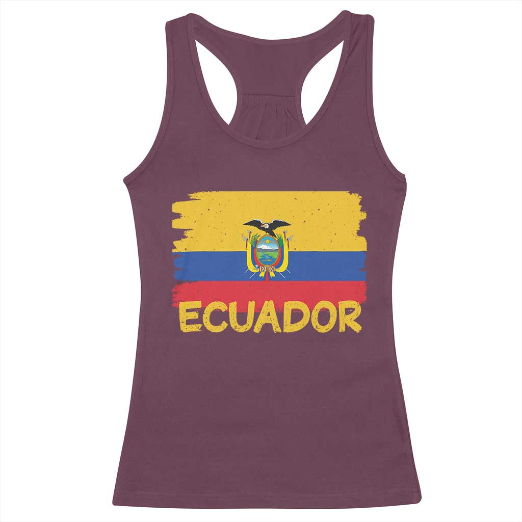 Ecuadorian Heritage Brushstroke Ecuador Flag Graphic Racerback Tank Top