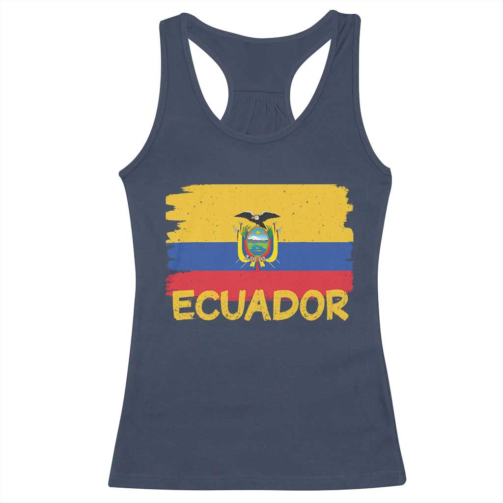 Ecuadorian Heritage Brushstroke Ecuador Flag Graphic Racerback Tank Top