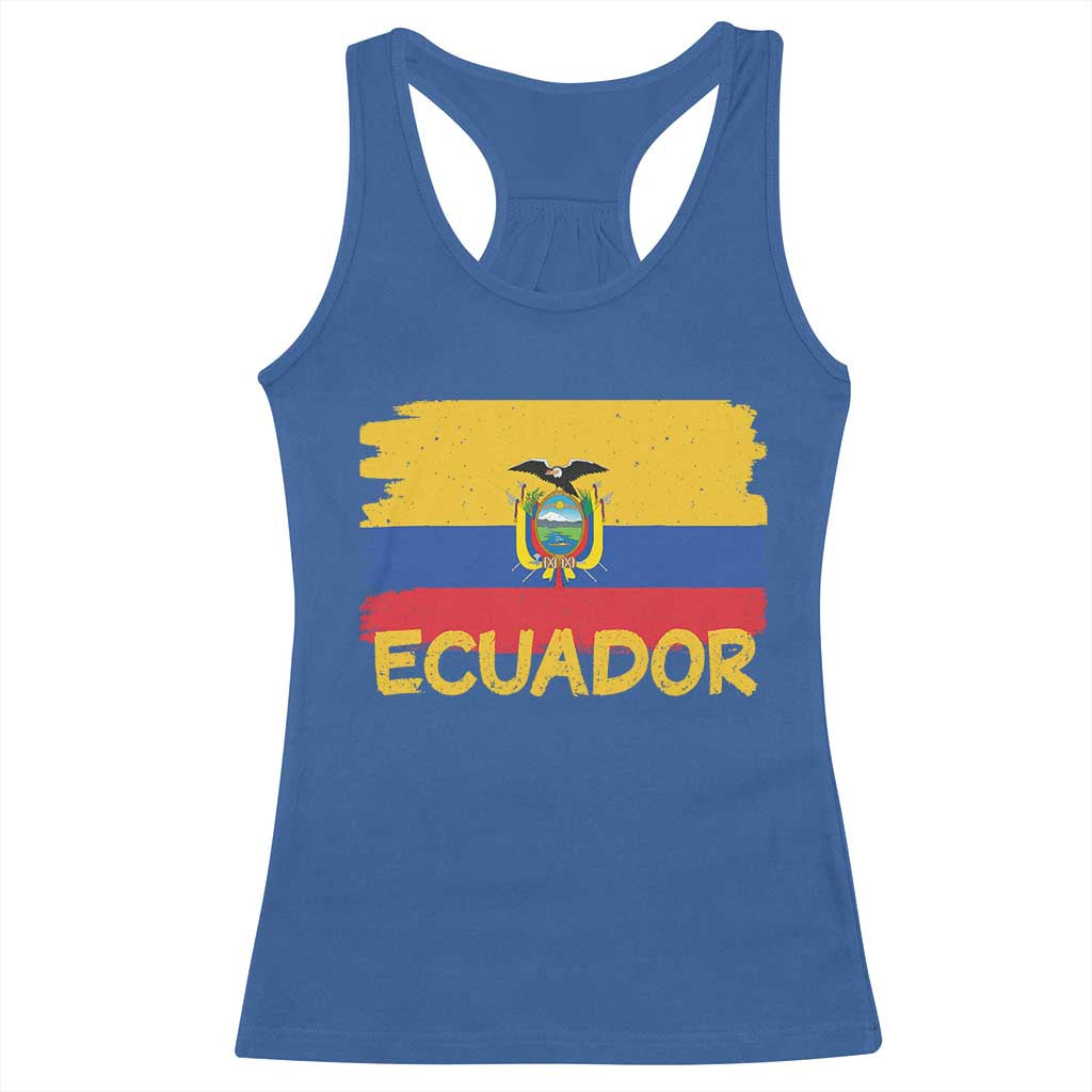 Ecuadorian Heritage Brushstroke Ecuador Flag Graphic Racerback Tank Top