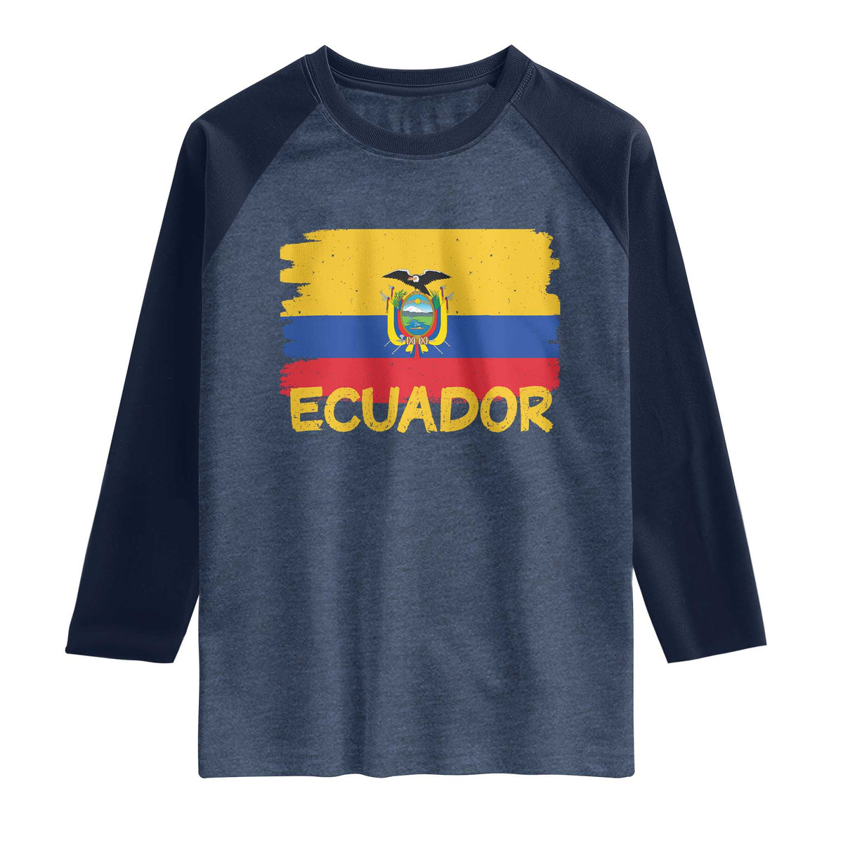 Ecuadorian Heritage Brushstroke Ecuador Flag Graphic Raglan Shirt
