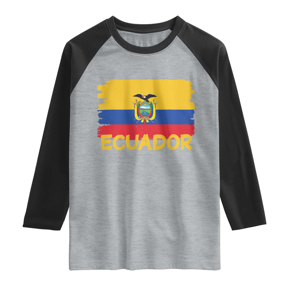 Ecuadorian Heritage Brushstroke Ecuador Flag Graphic Raglan Shirt