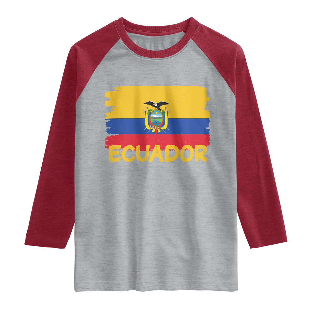 Ecuadorian Heritage Brushstroke Ecuador Flag Graphic Raglan Shirt