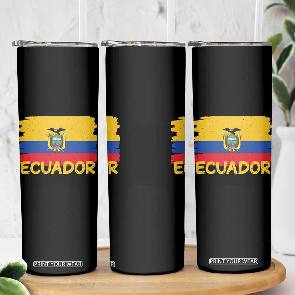 Ecuadorian Heritage Brushstroke Ecuador Flag Graphic Skinny Tumbler