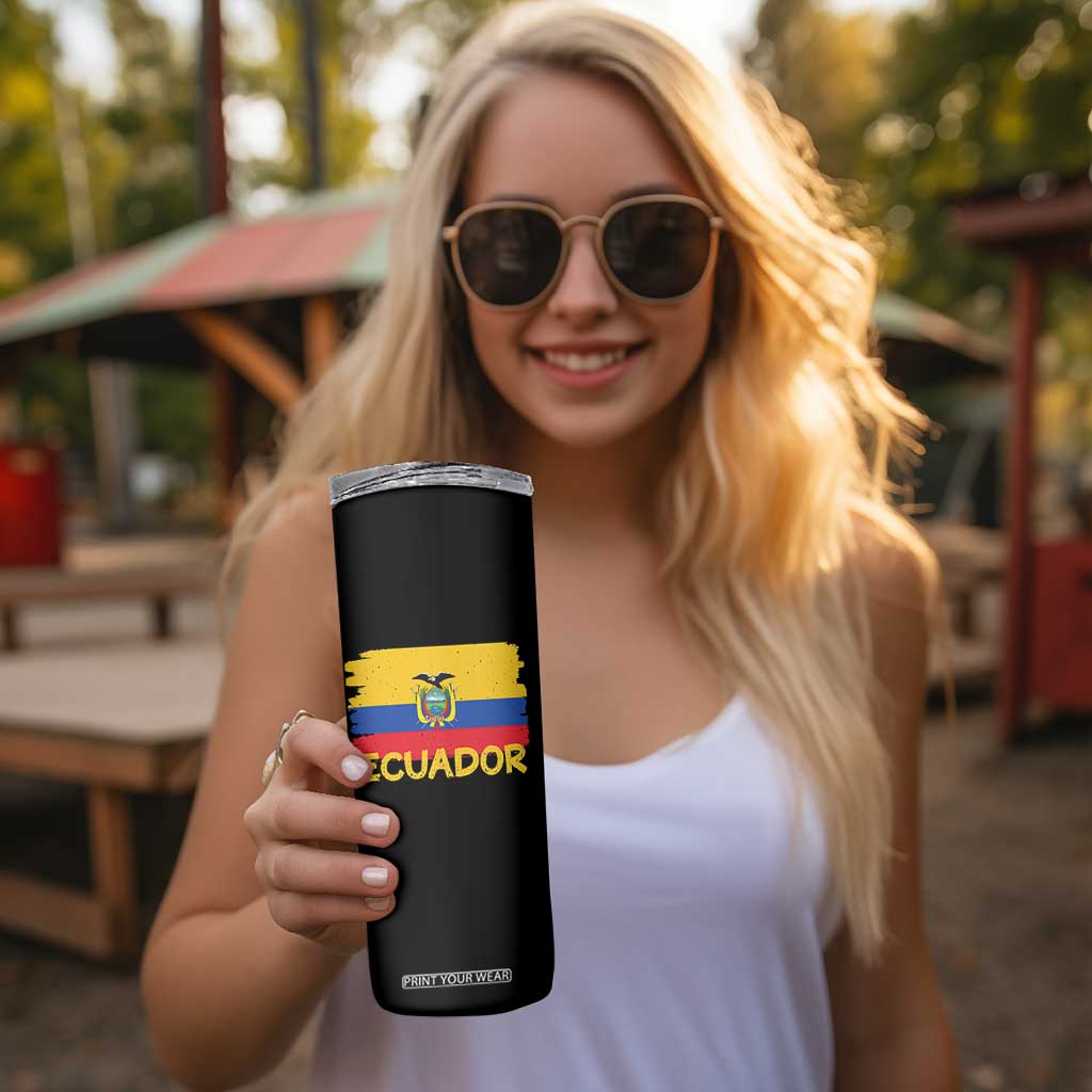Ecuadorian Heritage Brushstroke Ecuador Flag Graphic Skinny Tumbler