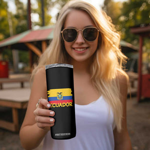 Ecuadorian Heritage Brushstroke Ecuador Flag Graphic Skinny Tumbler