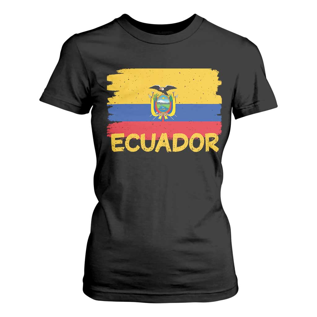 Ecuadorian Heritage Brushstroke Ecuador Flag Graphic T Shirt For Women TS11 Black Print Your Wear