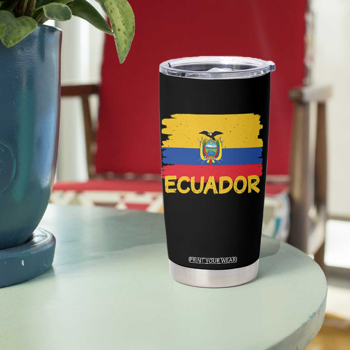Ecuadorian Heritage Brushstroke Ecuador Flag Graphic Tumbler Cup