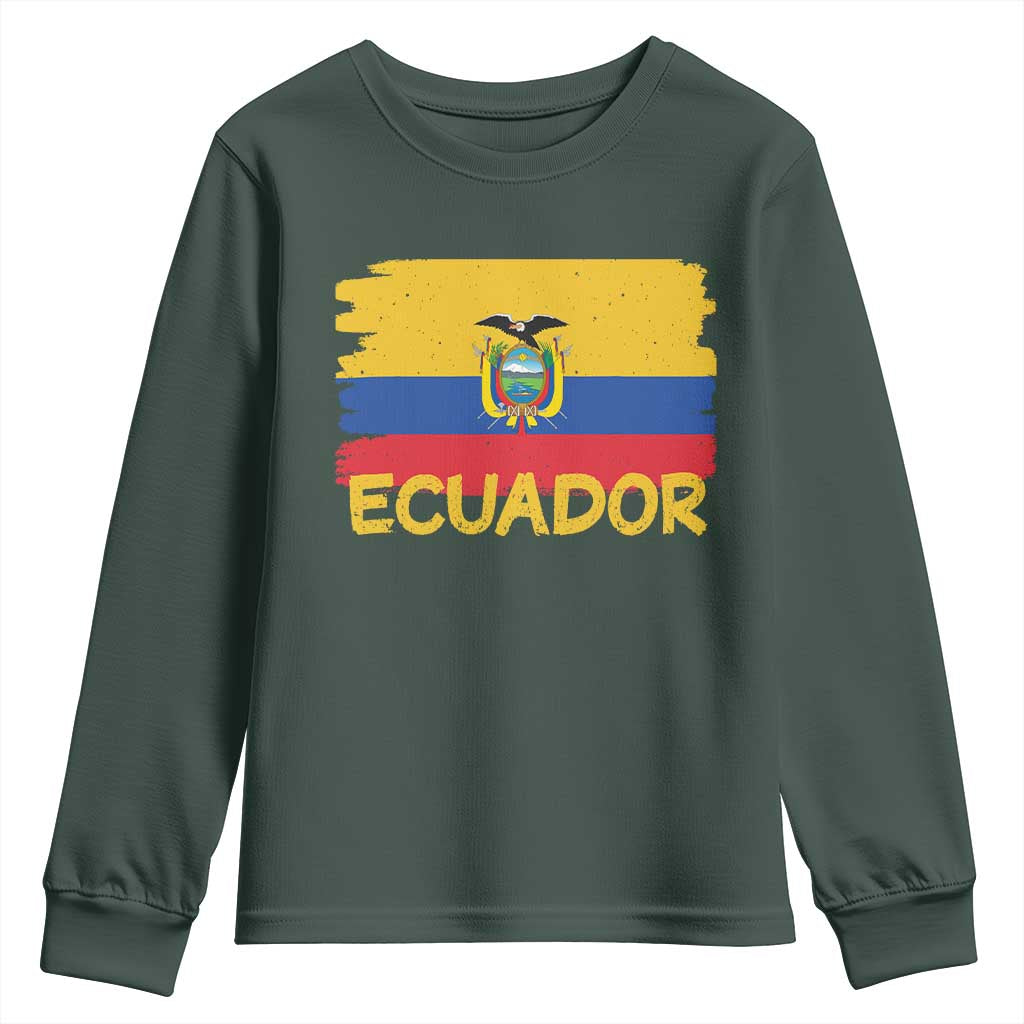 Ecuadorian Heritage Brushstroke Ecuador Flag Graphic Youth Sweatshirt