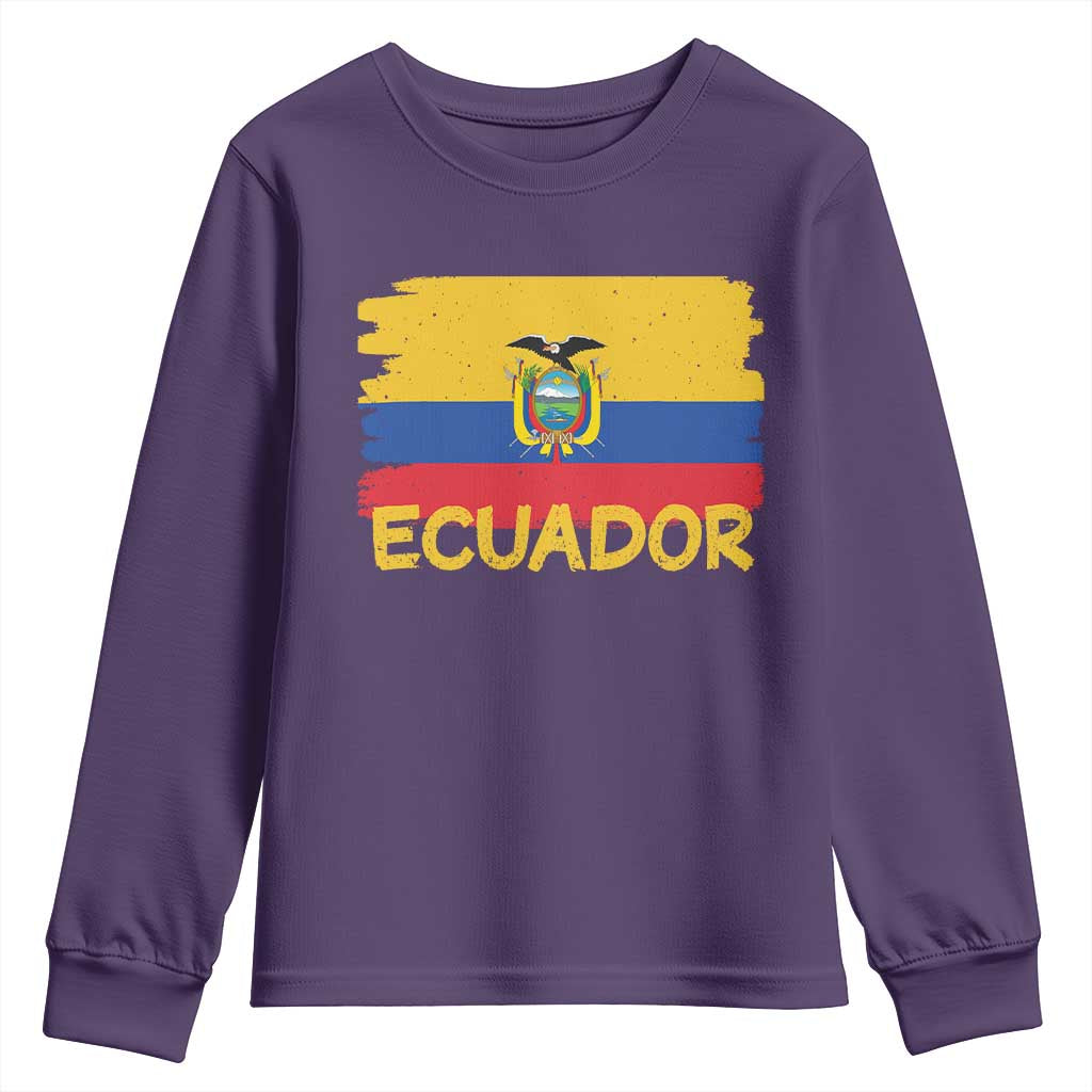 Ecuadorian Heritage Brushstroke Ecuador Flag Graphic Youth Sweatshirt