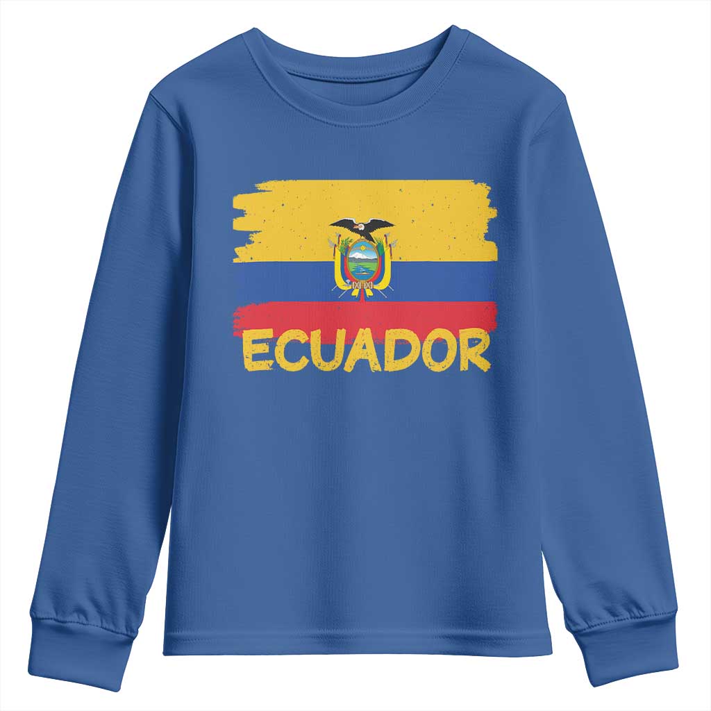 Ecuadorian Heritage Brushstroke Ecuador Flag Graphic Youth Sweatshirt