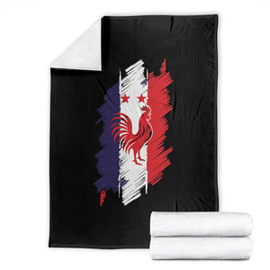 France Gallic Rooster Football Two Stars Brushstroke French Flag Graphic Throw Blanket