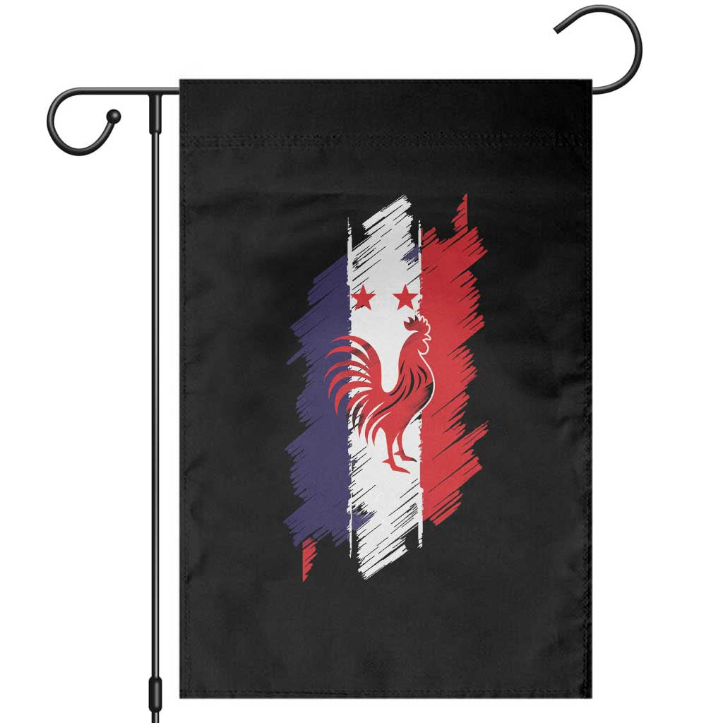 France Gallic Rooster Football Two Stars Brushstroke French Flag Graphic Garden Flag TS11 Black Print Your Wear