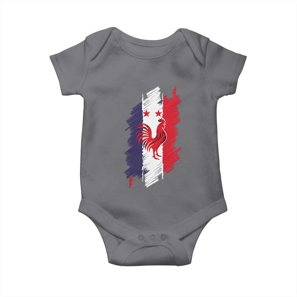 France Gallic Rooster Football Two Stars Brushstroke French Flag Graphic Baby Onesie