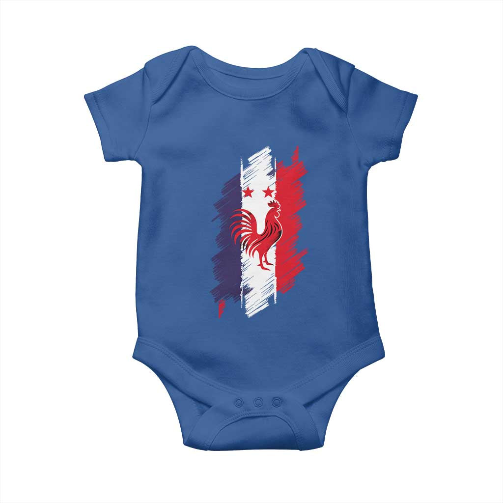 France Gallic Rooster Football Two Stars Brushstroke French Flag Graphic Baby Onesie
