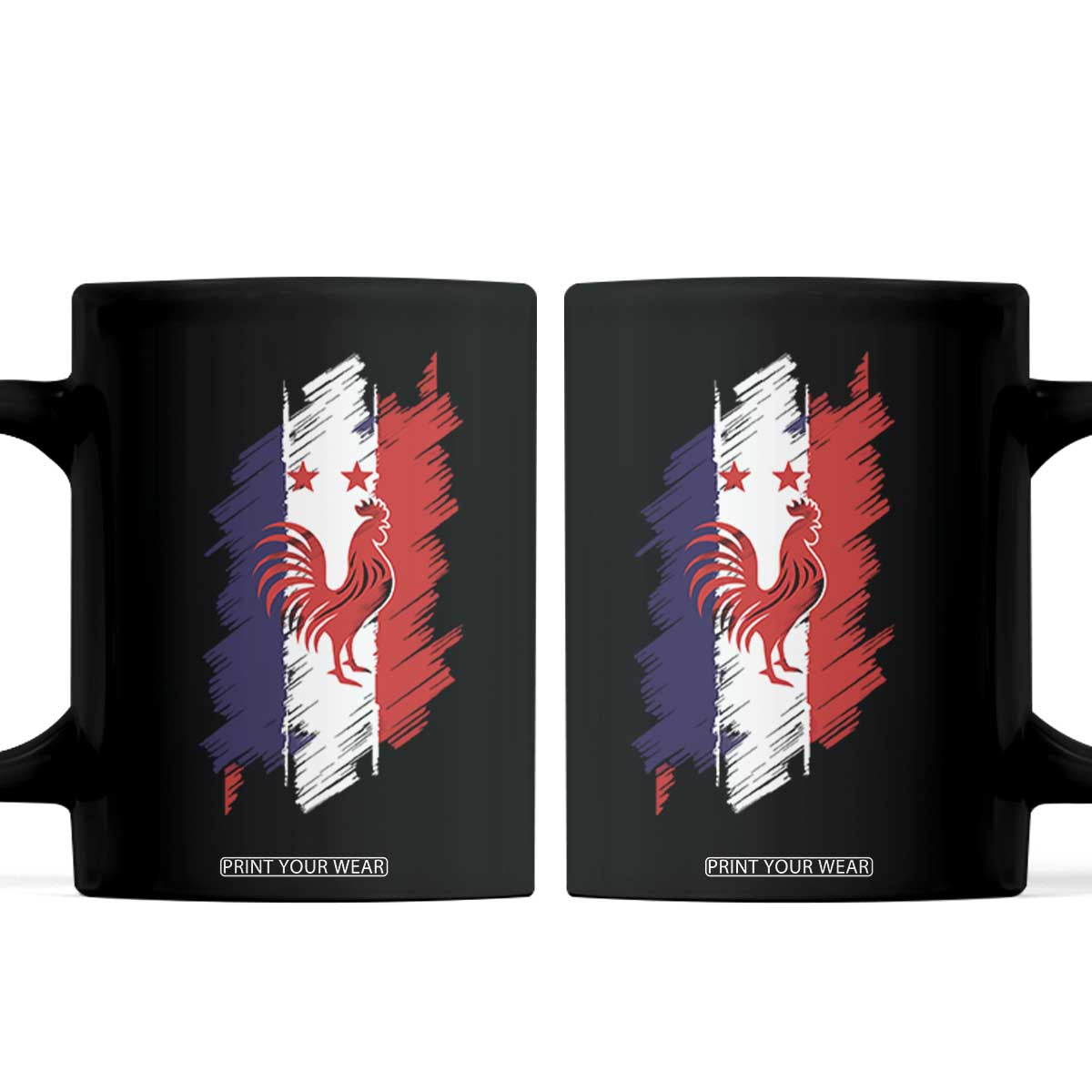 France Gallic Rooster Football Two Stars Brushstroke French Flag Graphic Coffee Mug