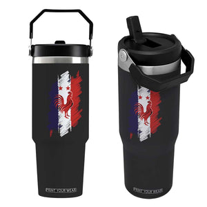 France Gallic Rooster Football Two Stars Brushstroke French Flag Graphic Flip Straw Tumbler