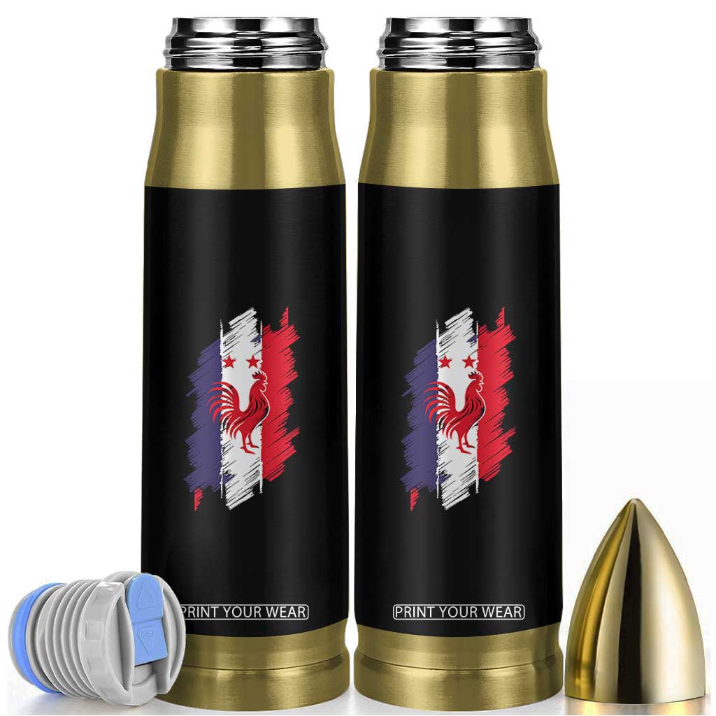 France Gallic Rooster Football Two Stars Brushstroke French Flag Graphic Bullet Tumbler