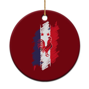 France Gallic Rooster Football Two Stars Brushstroke French Flag Graphic Ceramic Ornament