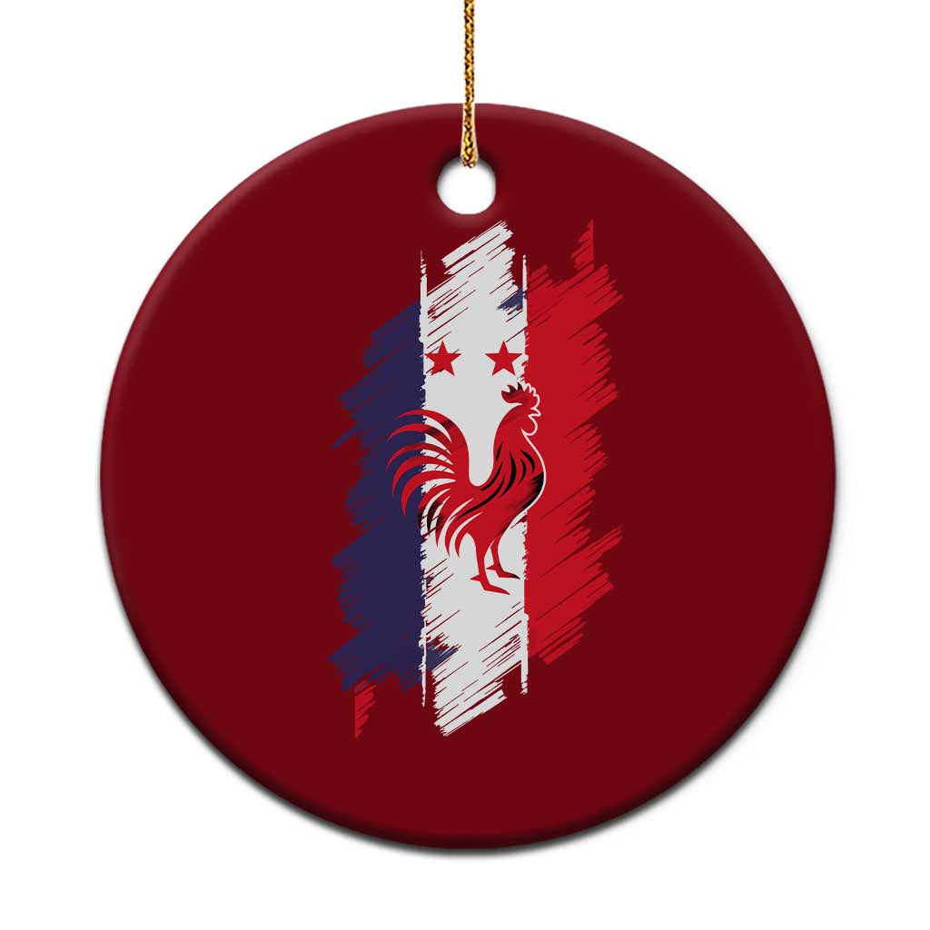 France Gallic Rooster Football Two Stars Brushstroke French Flag Graphic Ceramic Ornament TS11 1pc Red Print Your Wear