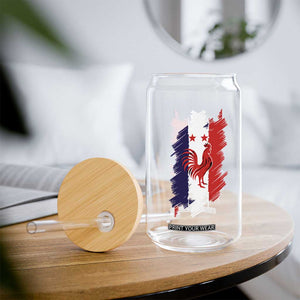 France Gallic Rooster Football Two Stars Brushstroke French Flag Graphic Glass Can