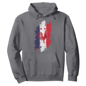 France Gallic Rooster Football Two Stars Brushstroke French Flag Graphic Hoodie