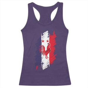 France Gallic Rooster Football Two Stars Brushstroke French Flag Graphic Racerback Tank Top