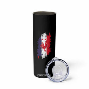 France Gallic Rooster Football Two Stars Brushstroke French Flag Graphic Skinny Tumbler