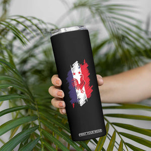 France Gallic Rooster Football Two Stars Brushstroke French Flag Graphic Skinny Tumbler