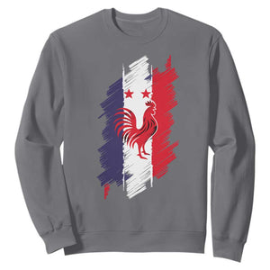 France Gallic Rooster Football Two Stars Brushstroke French Flag Graphic Sweatshirt