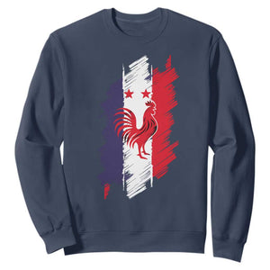 France Gallic Rooster Football Two Stars Brushstroke French Flag Graphic Sweatshirt
