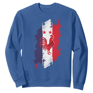 France Gallic Rooster Football Two Stars Brushstroke French Flag Graphic Sweatshirt