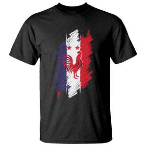 France Gallic Rooster Football Two Stars Brushstroke French Flag Graphic T Shirt