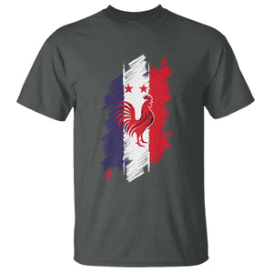 France Gallic Rooster Football Two Stars Brushstroke French Flag Graphic T Shirt