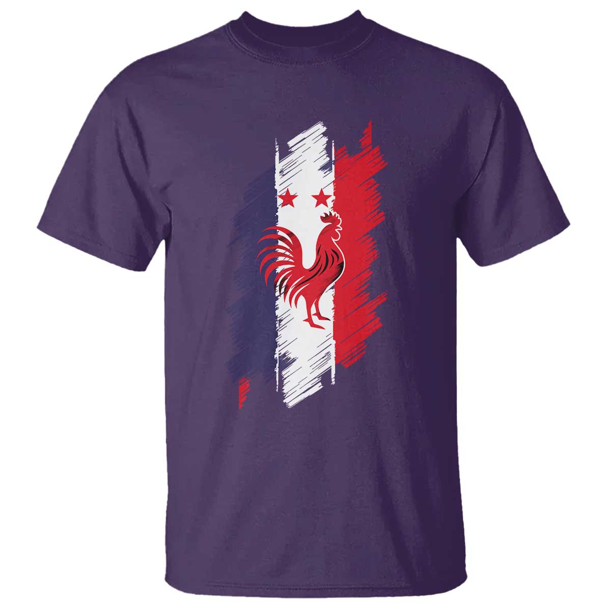 France Gallic Rooster Football Two Stars Brushstroke French Flag Graphic T Shirt