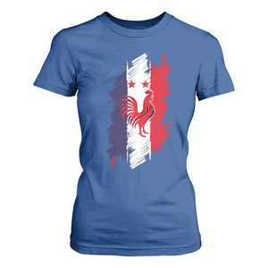 France Gallic Rooster Football Two Stars Brushstroke French Flag Graphic T Shirt For Women