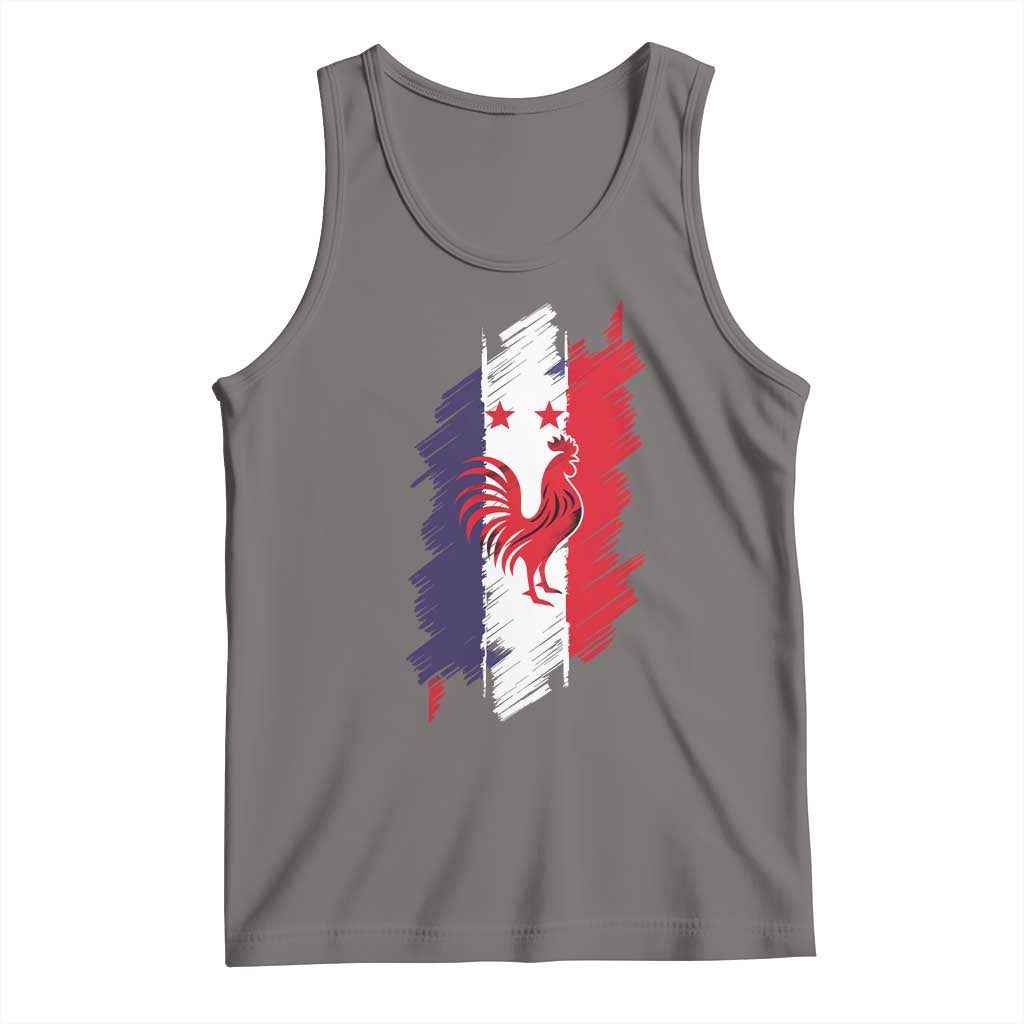 France Gallic Rooster Football Two Stars Brushstroke French Flag Graphic Tank Top