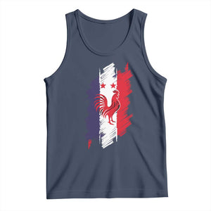France Gallic Rooster Football Two Stars Brushstroke French Flag Graphic Tank Top