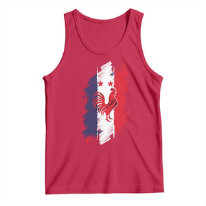 France Gallic Rooster Football Two Stars Brushstroke French Flag Graphic Tank Top