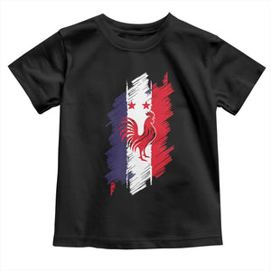 France Gallic Rooster Football Two Stars Brushstroke French Flag Graphic Toddler T Shirt