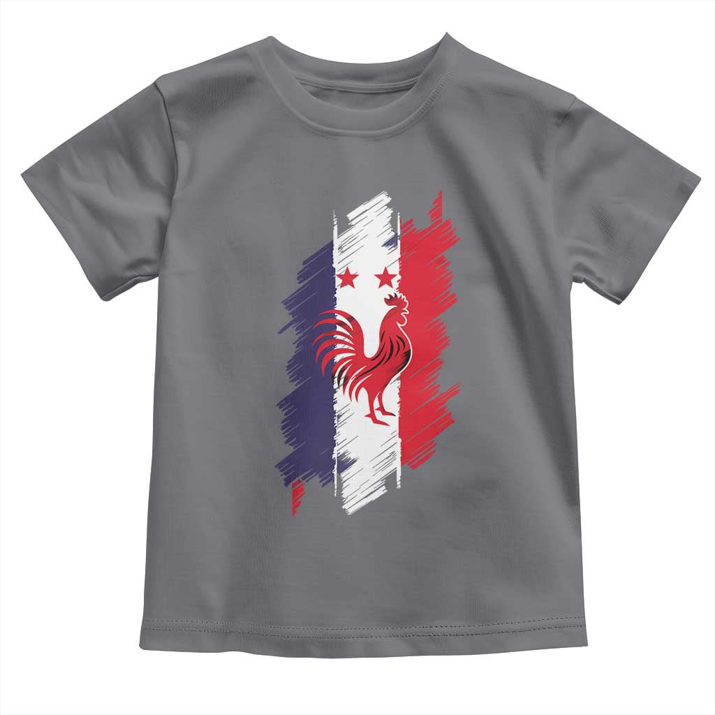 France Gallic Rooster Football Two Stars Brushstroke French Flag Graphic Toddler T Shirt